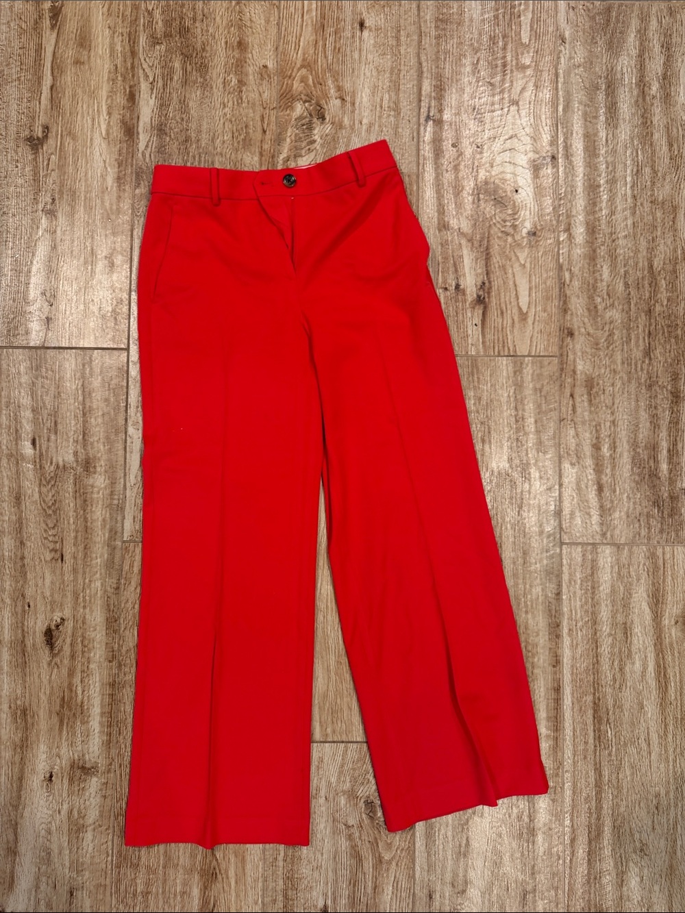 Ann Taylor Bright Red Wide-Leg High-Rise Pants